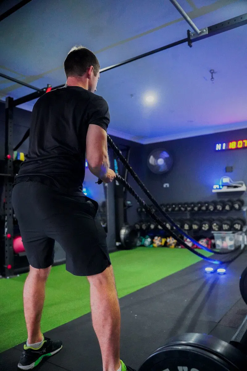 Battle rope HIIT training at My Train Station Gold Coast